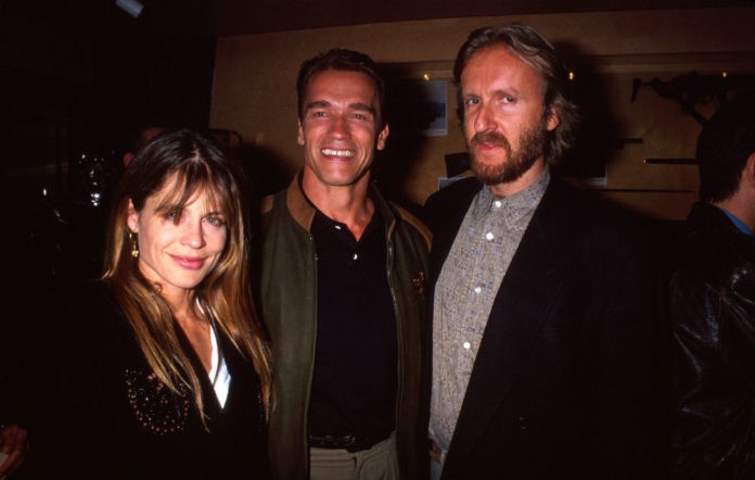Linda Hamilton, Arnold Schwarzenegger and James Cameron