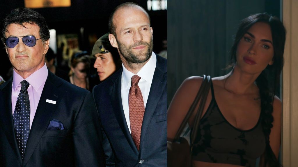 Sylvester Stallone with Jason Statham and Megan Fox
