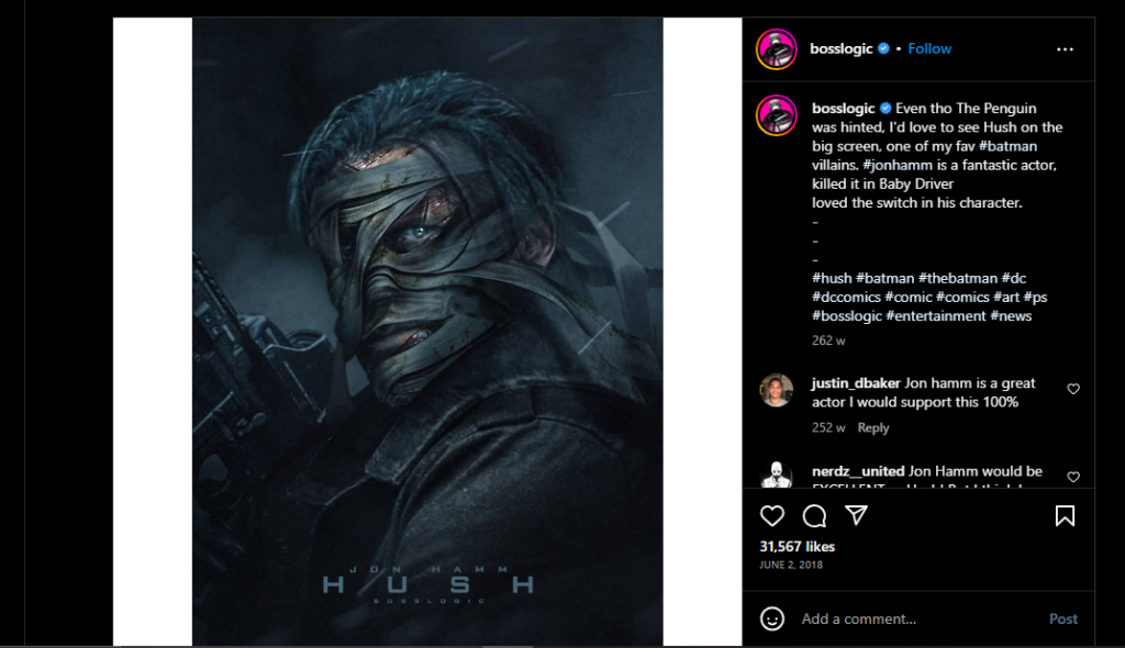 Jon Hamm as Hush in a viral fan art