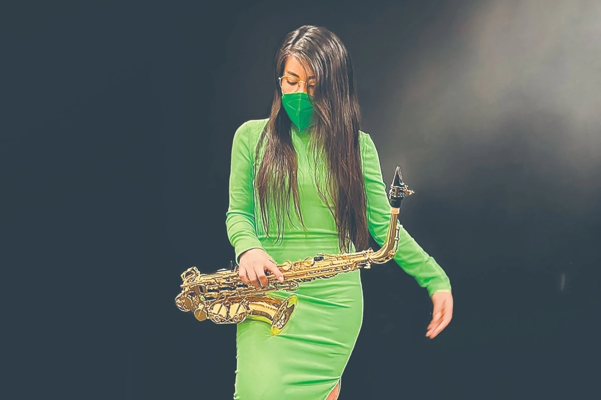 Saxophonist María Elena Ríos is an acid-attack survivor