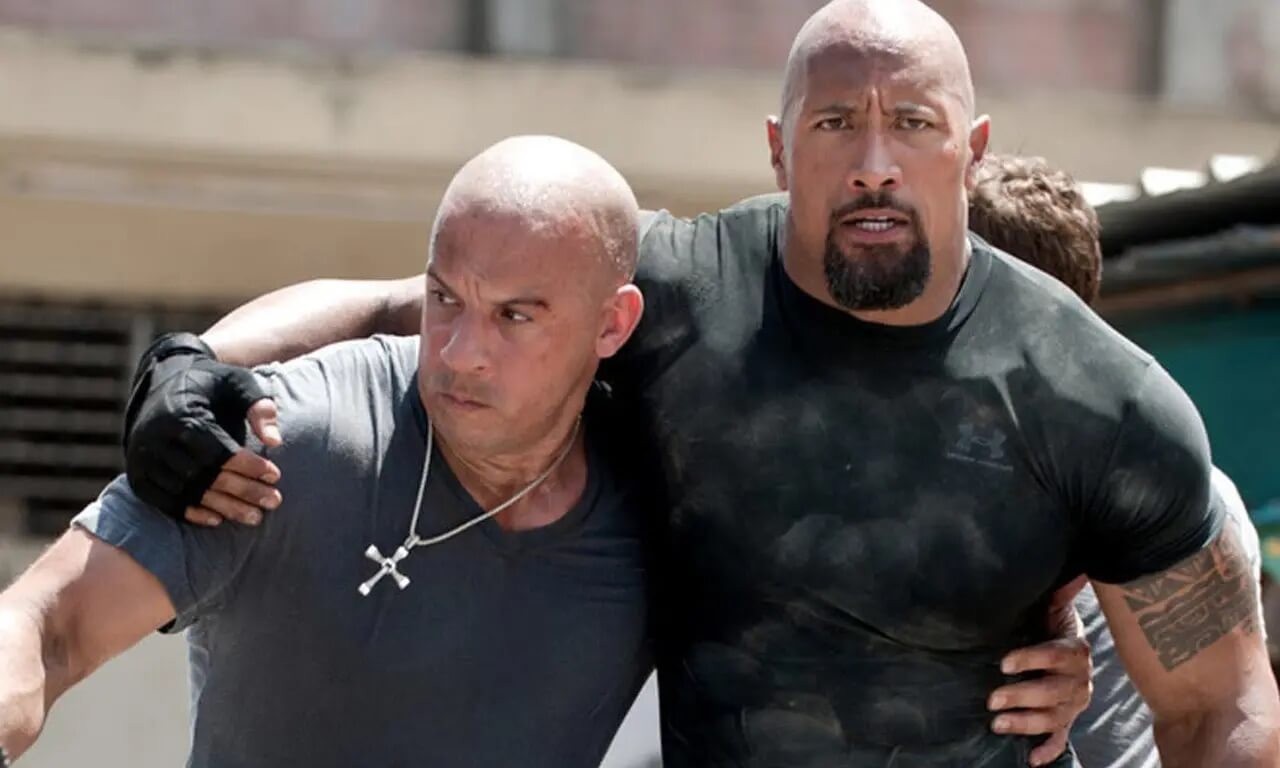 Vin Diesel and Dwayne Johnson in The Fast and The Furious 5