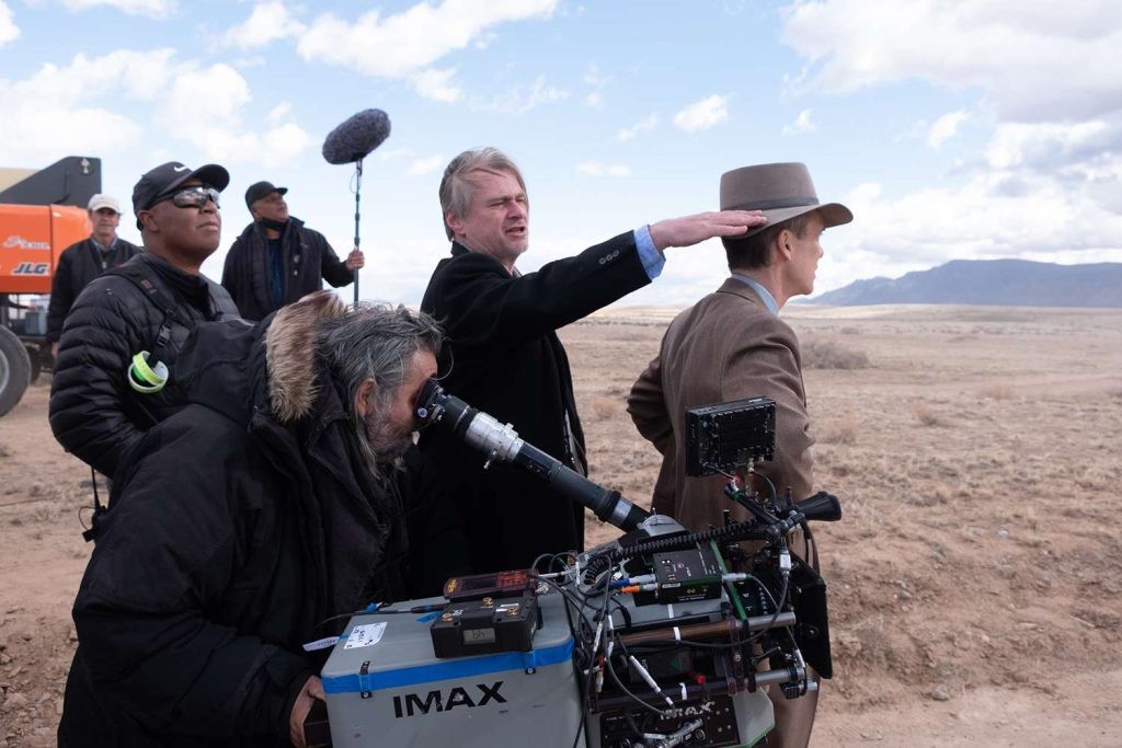 Christopher Nolan on the sets of Oppenheimer (2023).