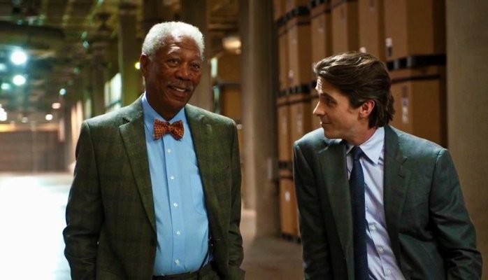 Morgan Freeman and Christian Bale 