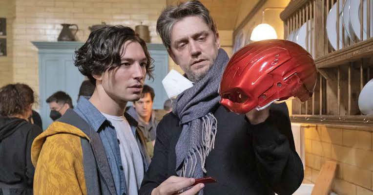 Ezra Miller and Andy Muschietti behind the scenes of The Flash