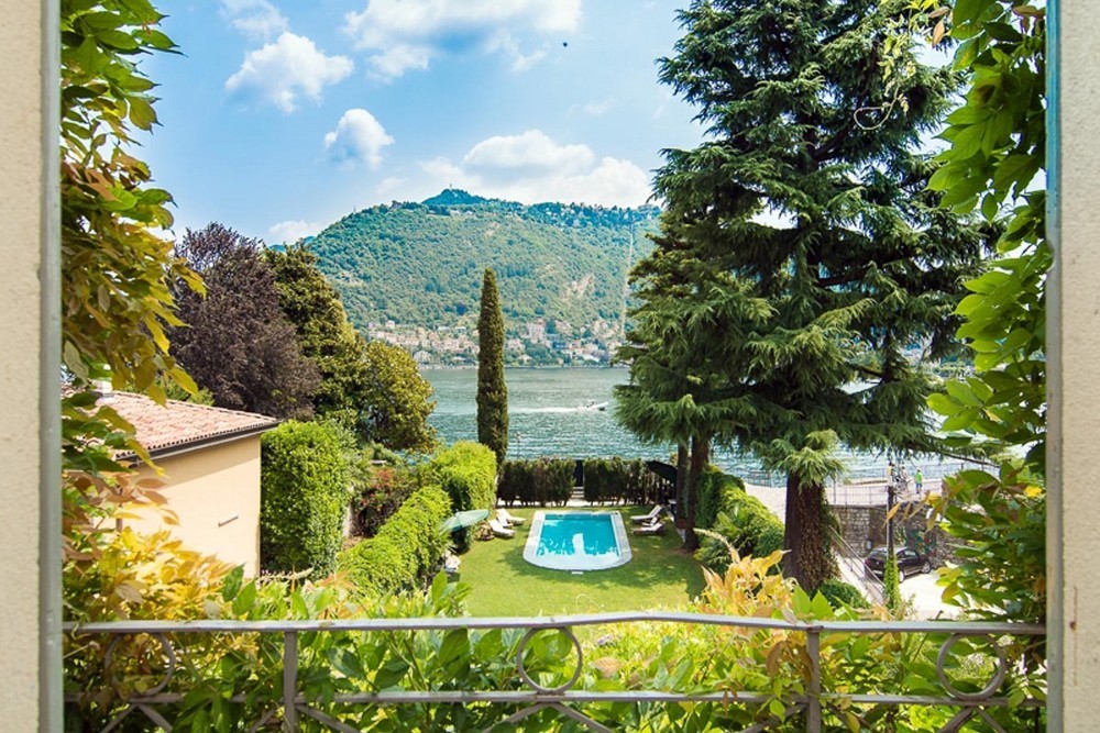 View from the Clooneys' villa overlooking the gardens and Lake Como
