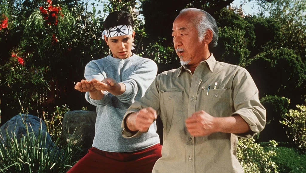 Ralph Macchio from a scene in The Karate Kid