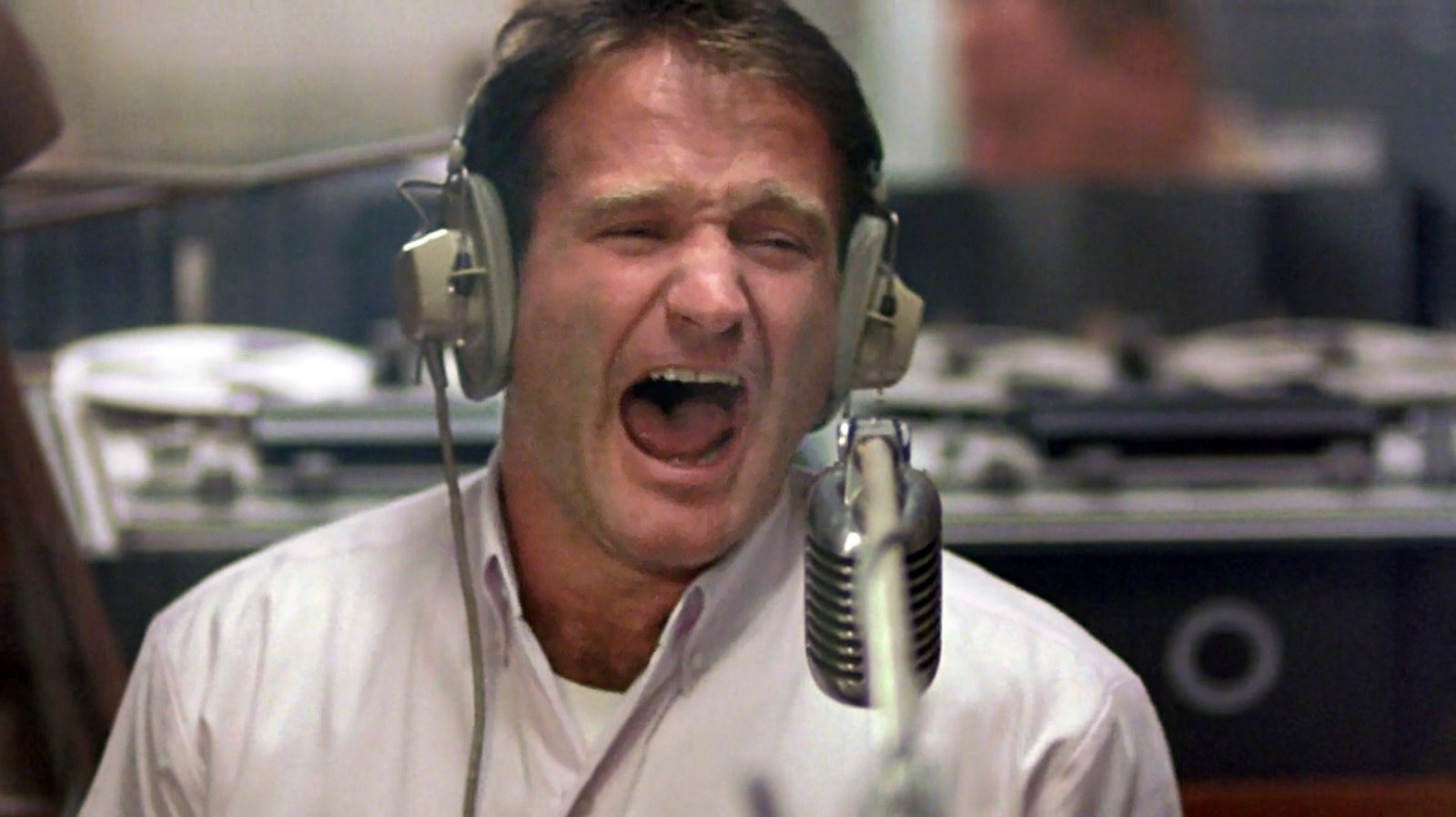 Robin Williams as Adrian Cronauer in a still from Good Morning, Vietnam 