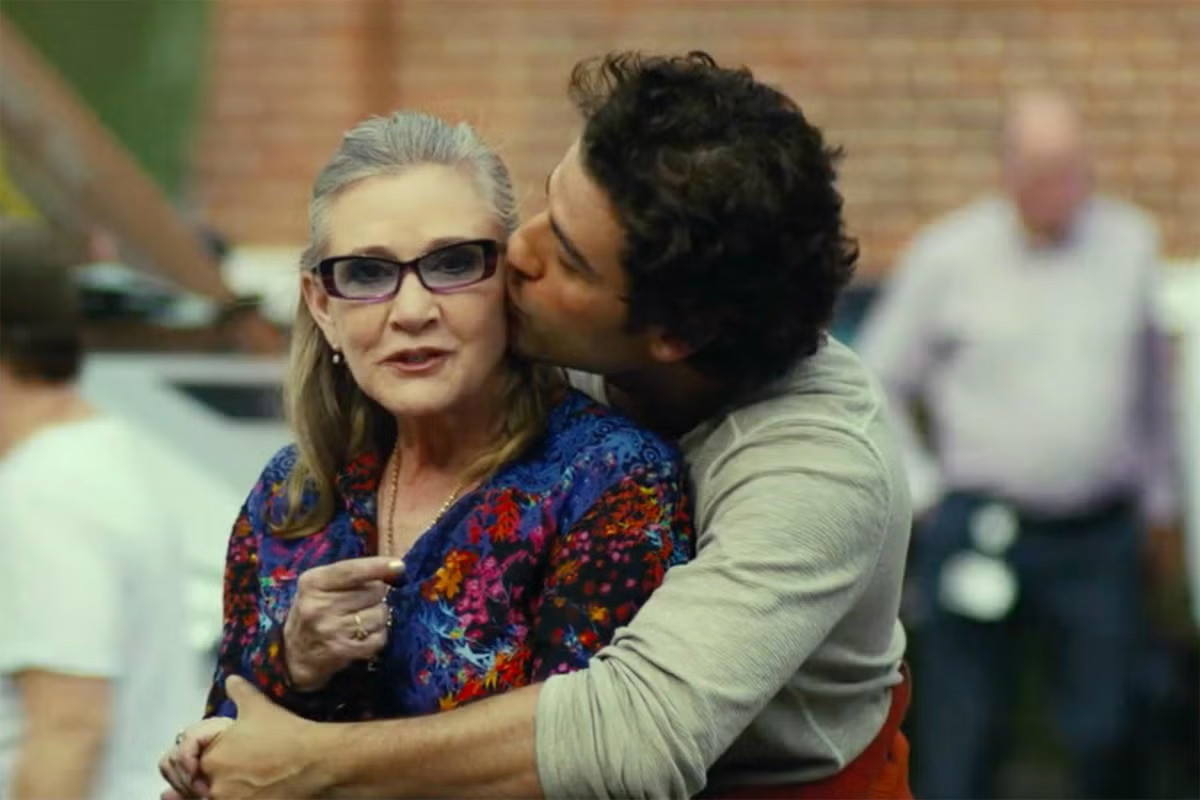 Oscar Isaac and Carrie Fisher