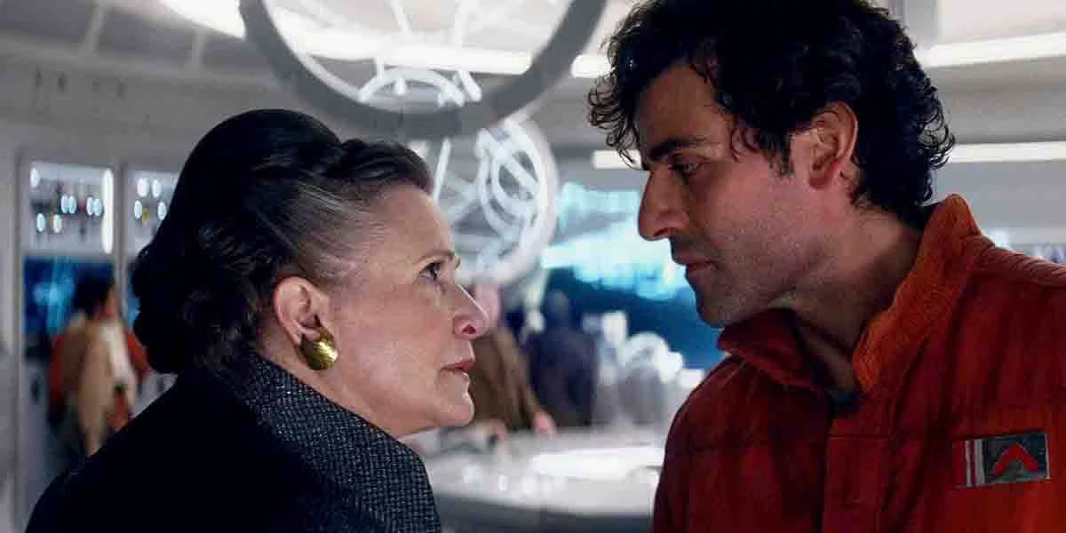 Poe Dameron and Leia Organa in The Last Jedi