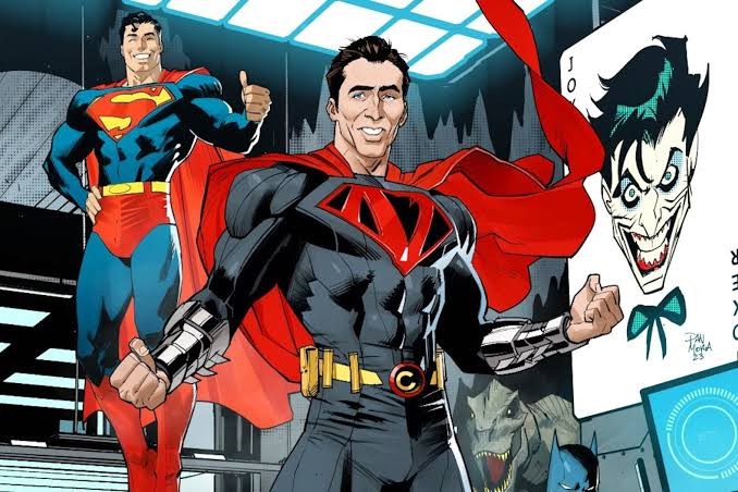 Depiction of Nicolas Cage as Superman in DC comics