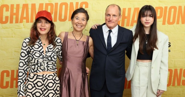 Woody Harrelson and his wife, Laura Louie and their daughters