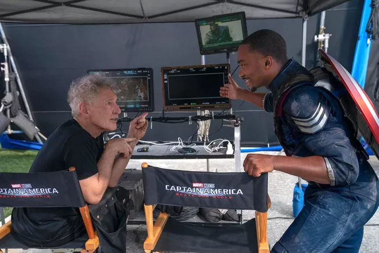 Harrison Ford and Anthony Mackie on the set of Brave New World