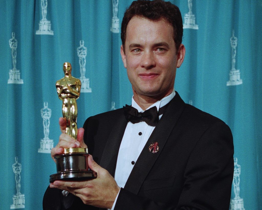 Tom Tom Hanks with the Academy Award