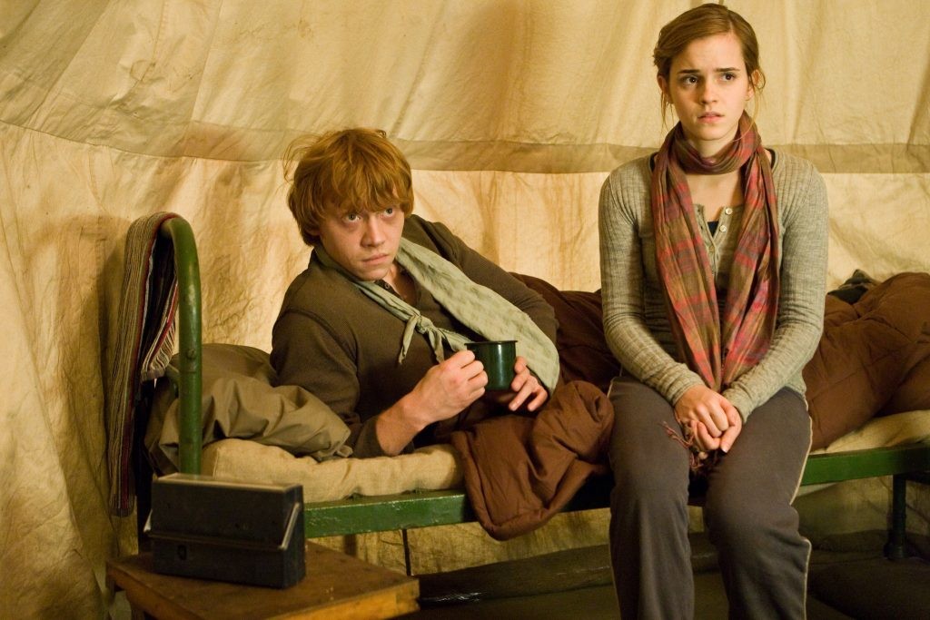 Rupert Grint and Emma Watson in a still from Harry Potter and The Deathly Hallows: Part 1