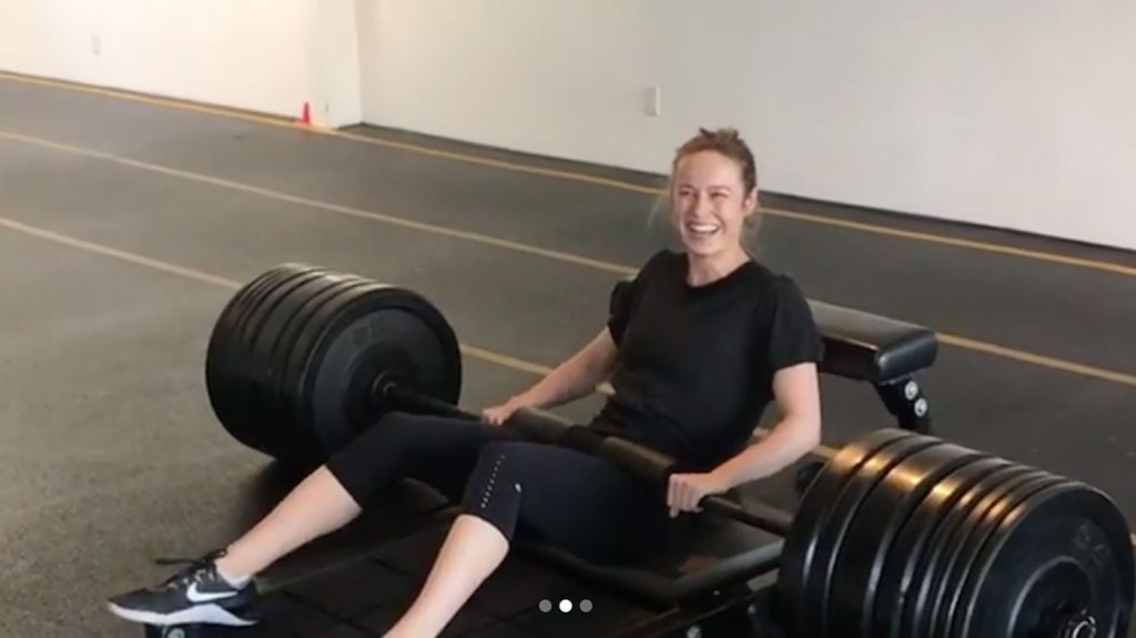 Brie Larson working out