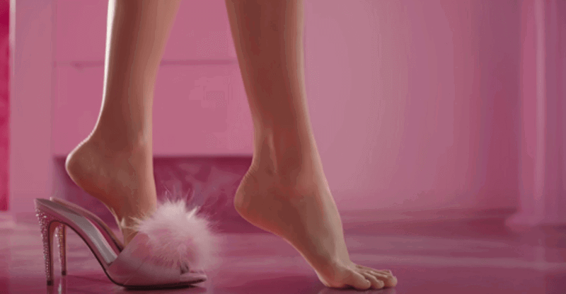 Foot scene from 2023 movie Barbie 