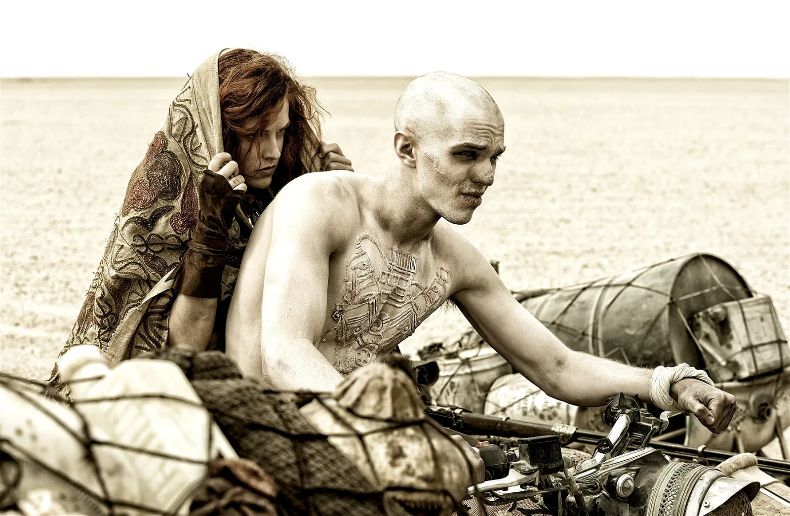 Nicholas Hoult as Nux in Mad Max: Fury Road.