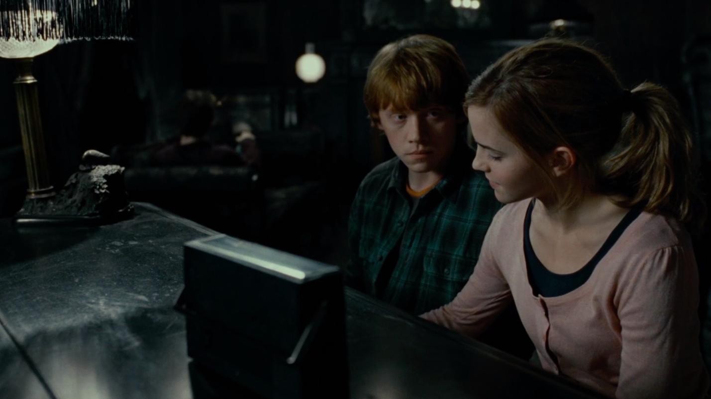 Emma Watson and Rupert Grint as Hermione and Ron