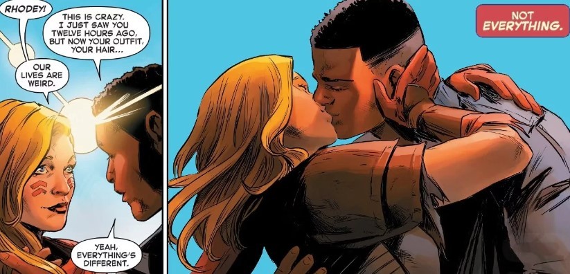 The romance between Captain Marvel and War Machine
