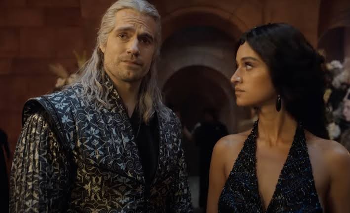 Henry Cavill and Anya Chalotra in The Witcher 