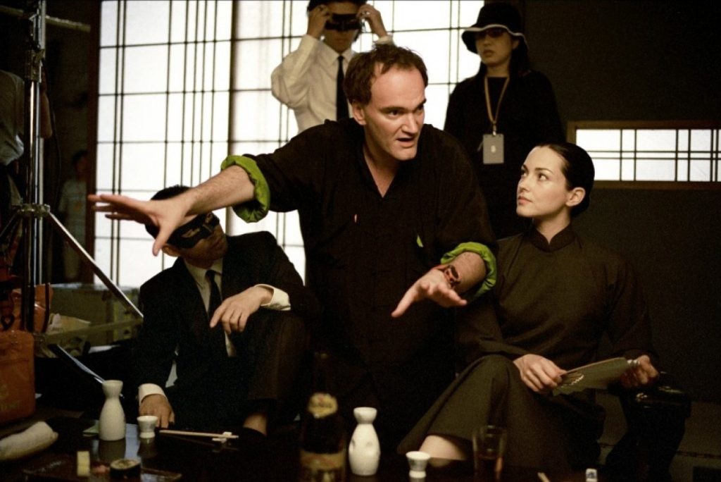 Quentin Tarantino on the sets of Kill Bill 1