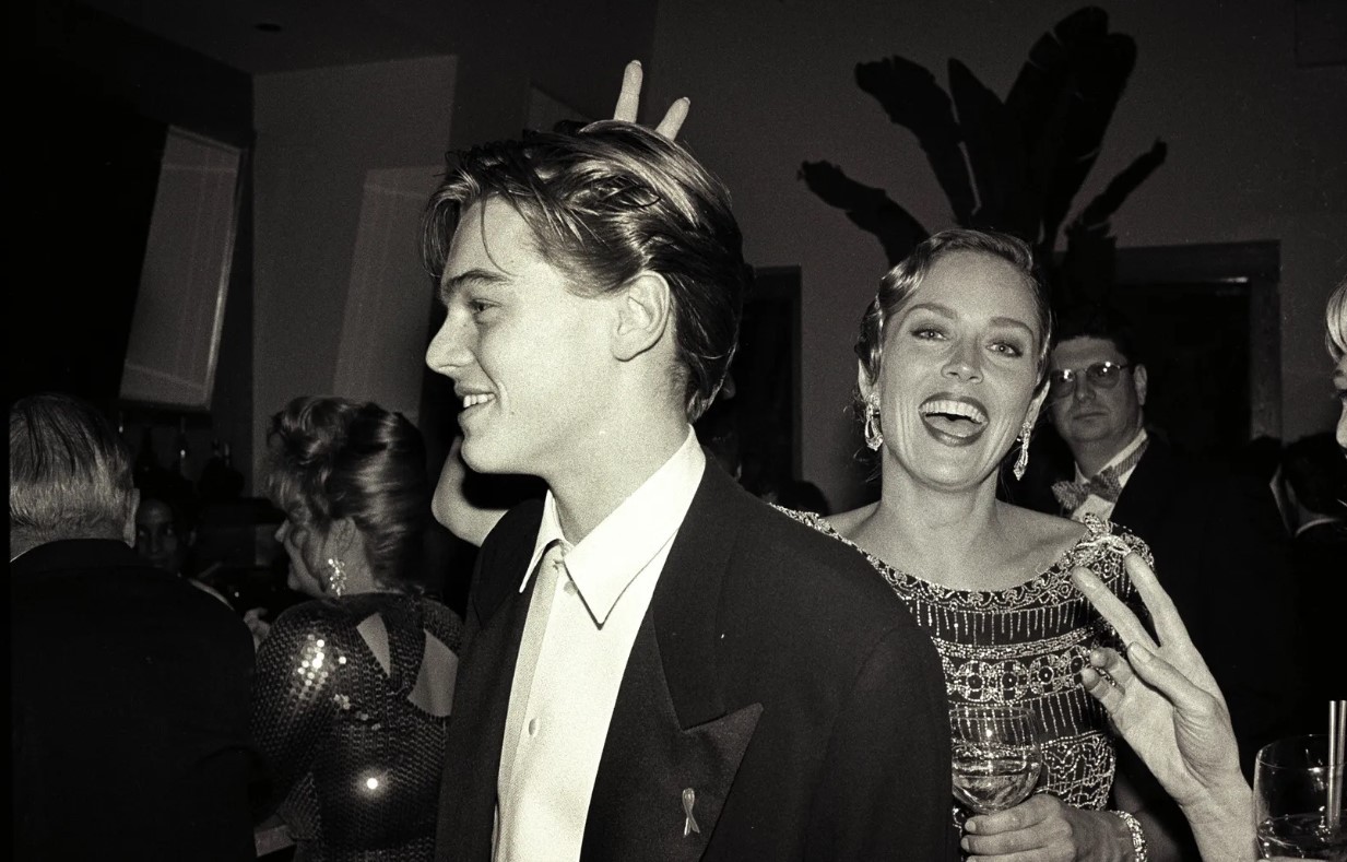 Sharon Stone with a 19-year-old Leonardo DiCaprio