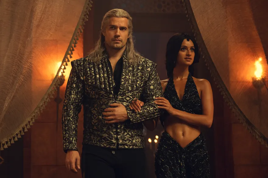 Geralt (Henry Cavill) and Yennefer (Anya Chalotra) in season 3 of The Witcher. Photograph: Netflix