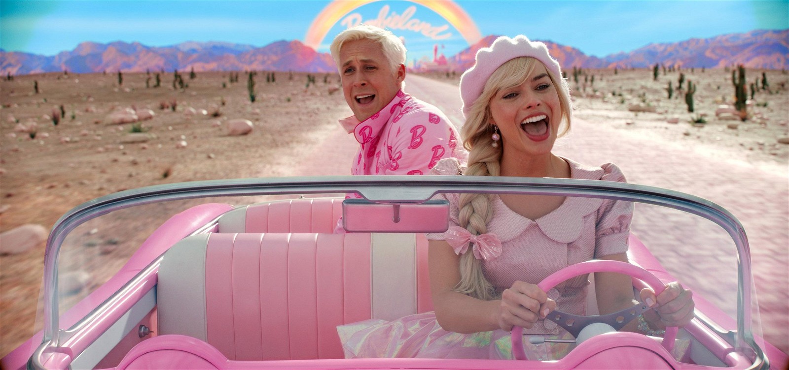 Margot Robbie and Ryan Gosling in Barbie (2023).