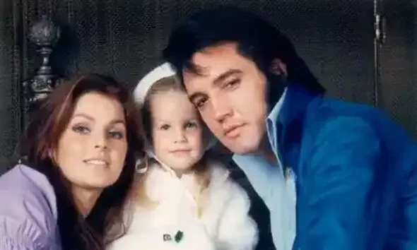 Priscilla Presley and Elvis Presley with their daughter Lisa Marie