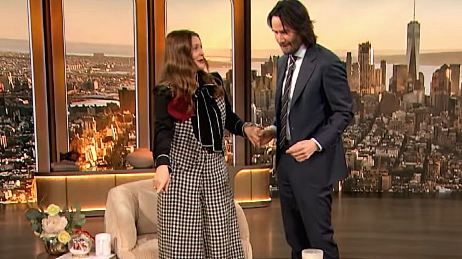 Drew Barrymore and Keanu Reeves