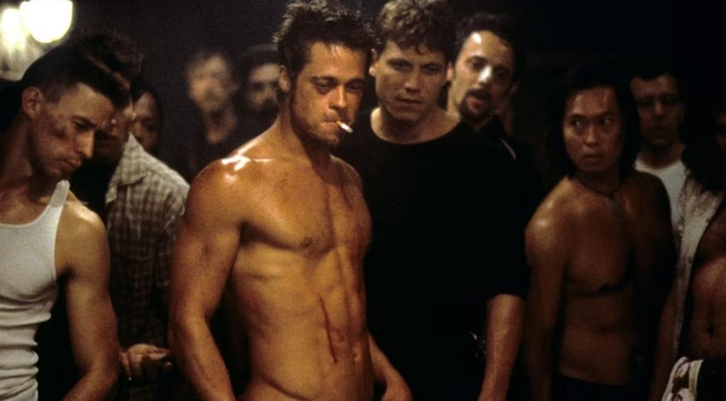 Brad Pitt in a Still from David Fincher’s electrifying 1999 movie Fight Club 