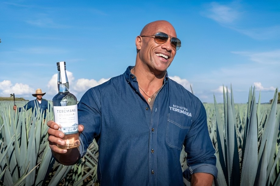 Dwayne Johnson promoting his tequila brand, Teremana Tequila