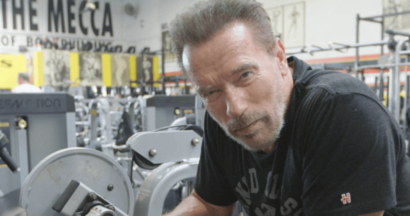 Arnold Schwarzenegger at the gym 
