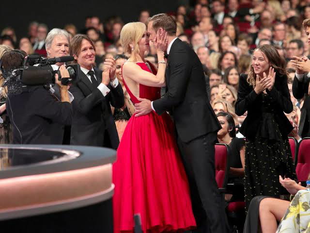Nicole Kidman kisses Alexander Skarsgård at the Emmy Awards