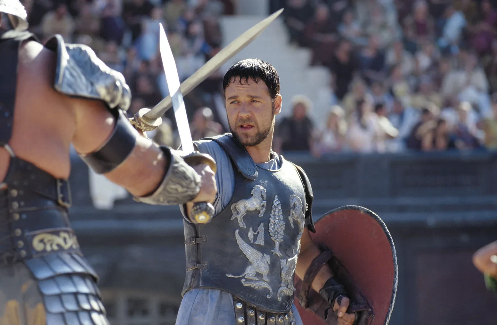 Russell Crowe as Maximus in a still from Gladiator