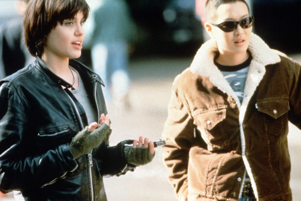 Angelina Jolie and Jenny Shimizu in a still from Foxfire