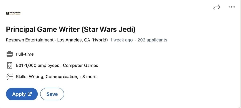 Respawn has a job listing that directly name drops Star Wars Jedi.