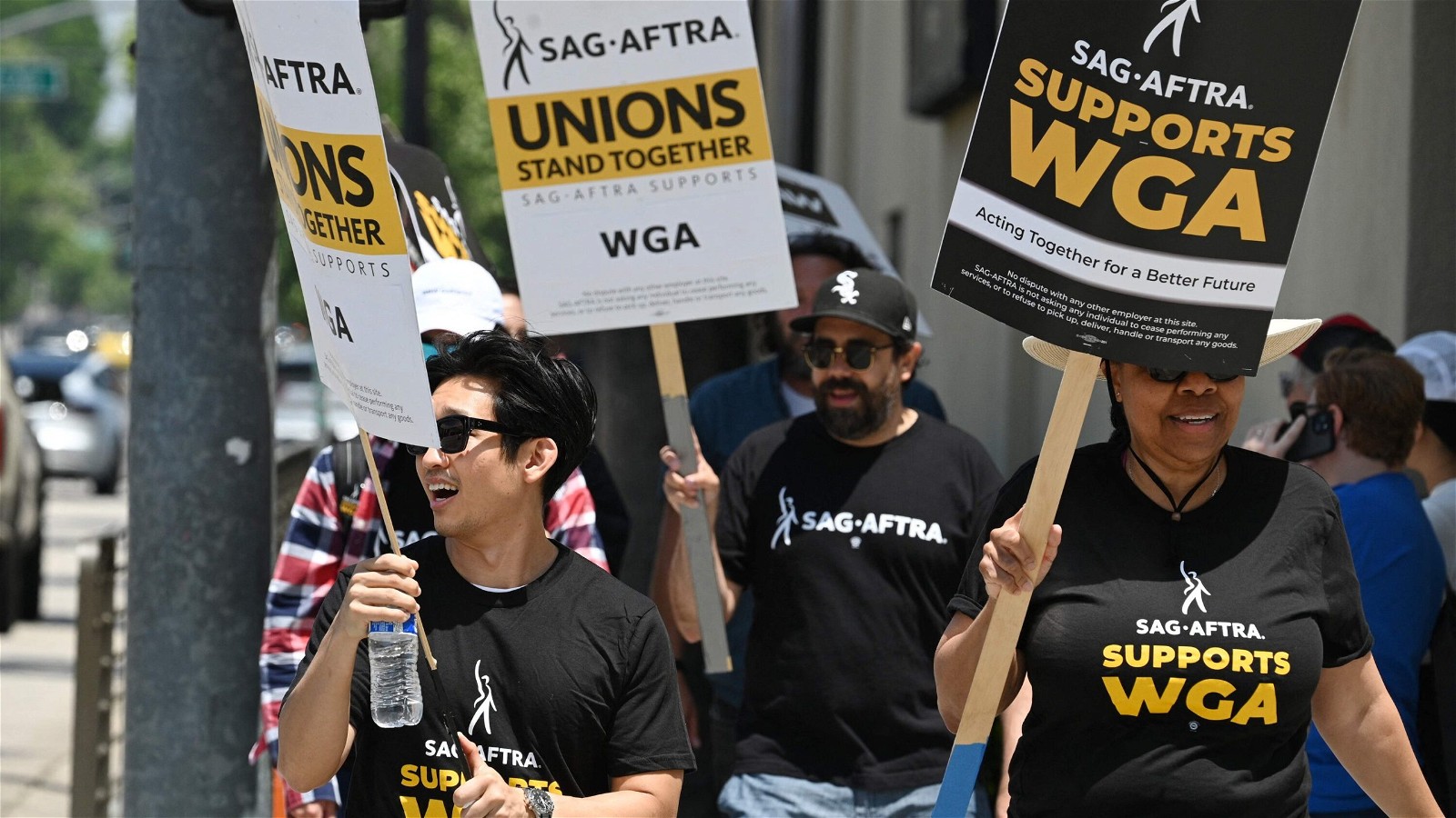 The members of SAG-AFTRA union go on a strike