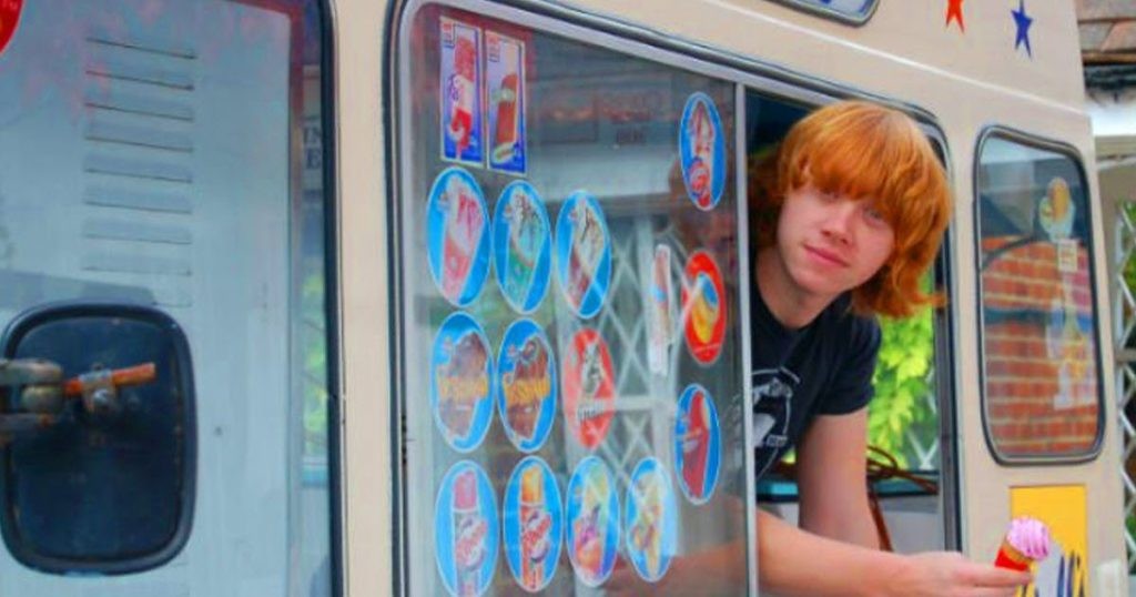 Rupert Grint in his Ice Cream van 