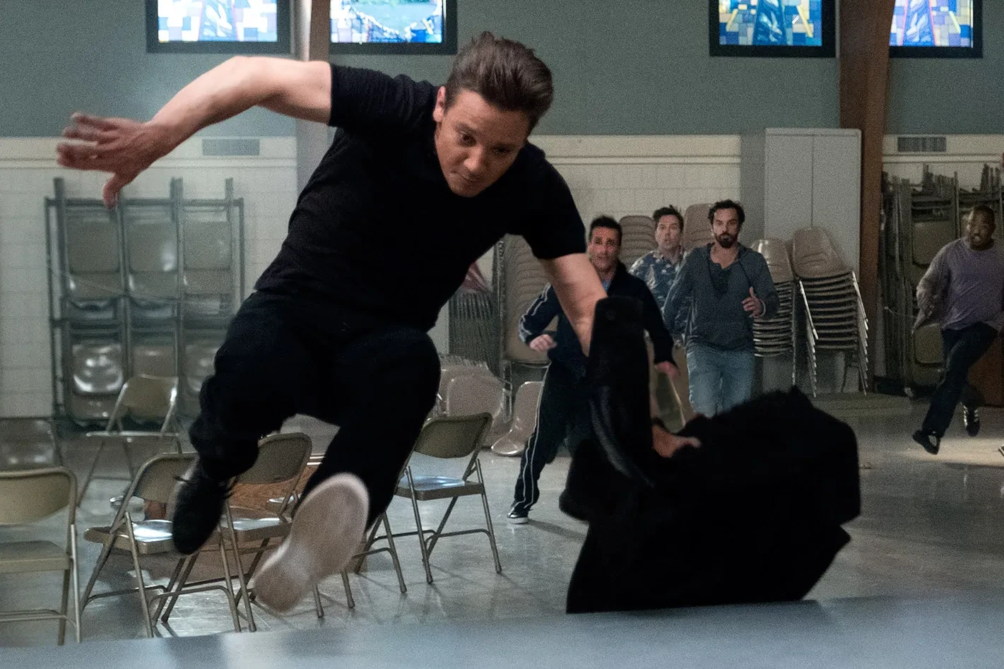 Jeremy Renner in a still from Tag
