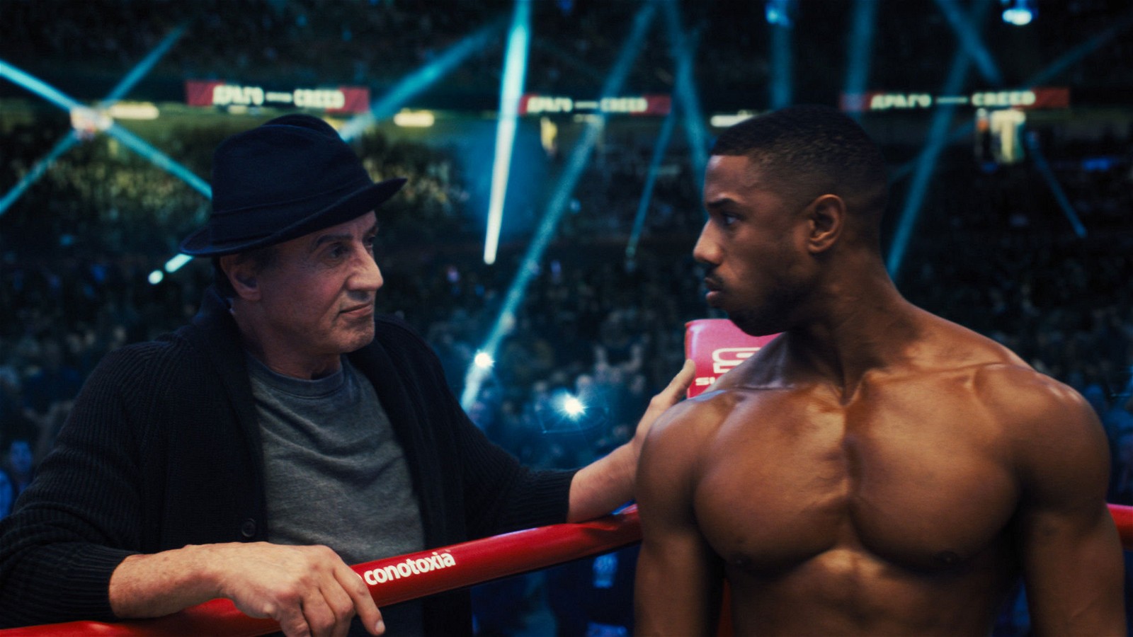 Sylvester Stallone and Michael B. Jordan from the movie Creed II