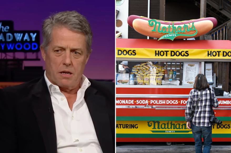 Hugh Grant recalled eating four Nathan's Famous Hot Dogs.