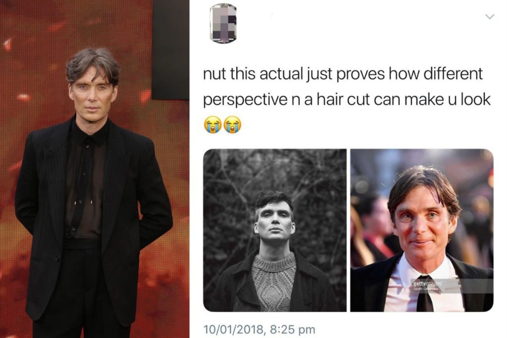 Left: Cillian Murphy; Right: The tweet trolling Cillian Murphy over his appearance