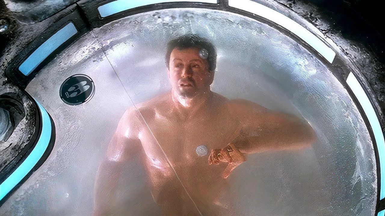 Sylvester Stallone prop in cryogenic chamber