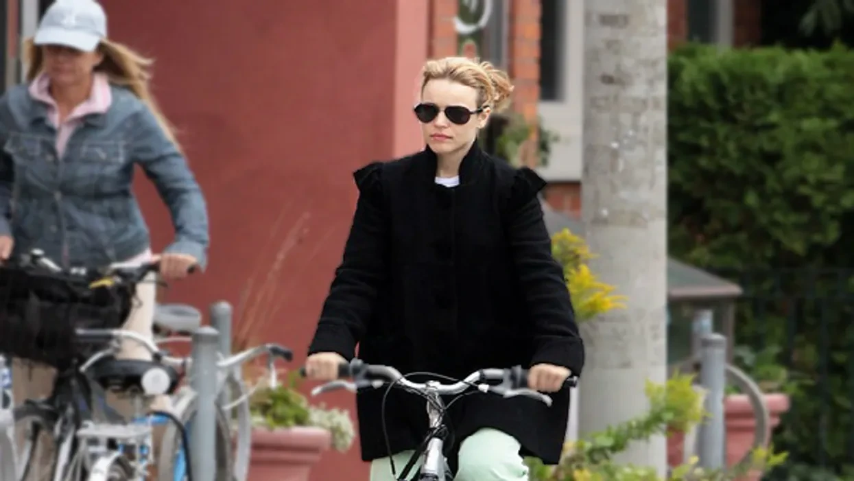 Rachel McAdams on her bike