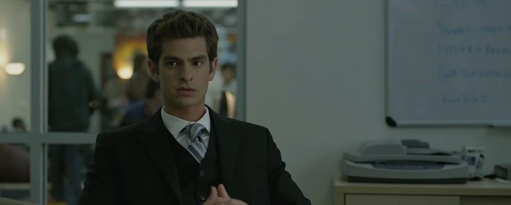 Andrew Garfield in The Social Network (2010).