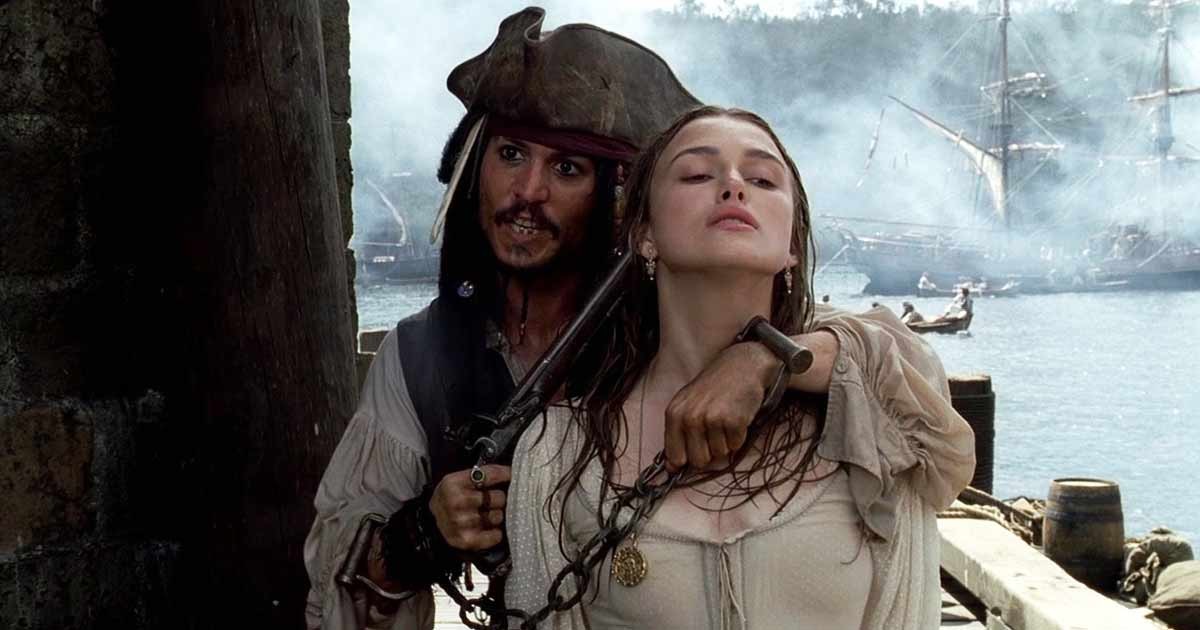 Keira Knightley and Johnny Depp in Pirates of the Caribbean