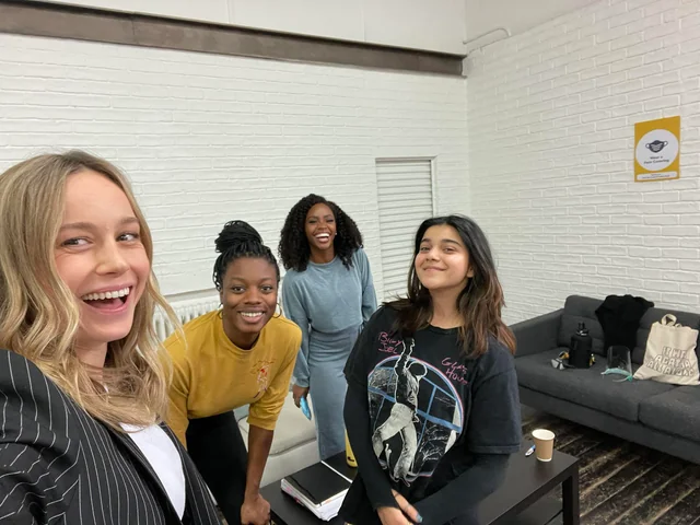 Brie Larson with Nia DaCosta, Teyonah Parris & Iman Vellani