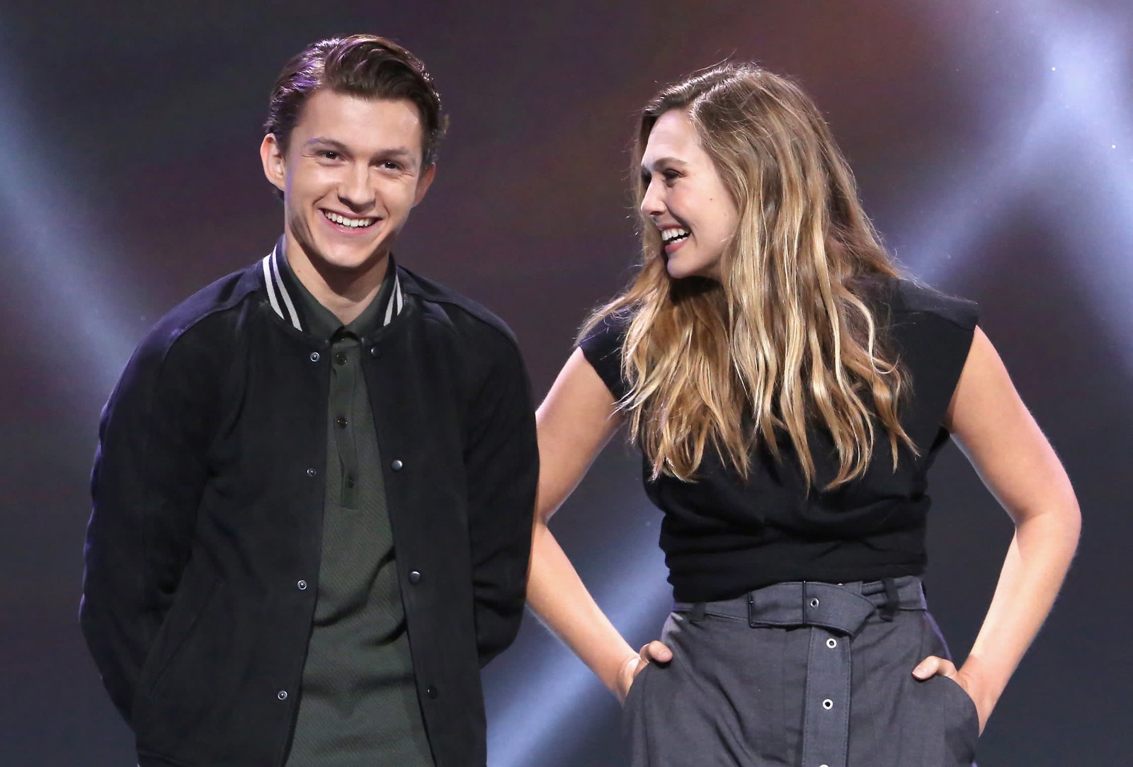 Elizabeth Olsen and Tom Holland 