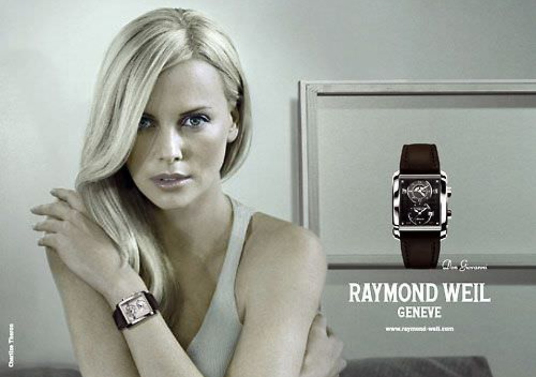 Charlize Theron in an advertisement for Raymond Weil